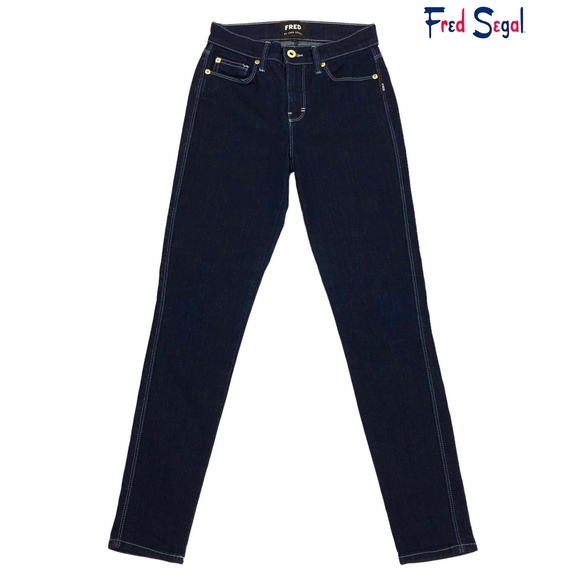 FRED BY FRED SEGAL WOMEN NWT ICONIC HIGH RISE DARK INDIGO JEAN. MADE IN USA. 25 - Picture 1 of 12